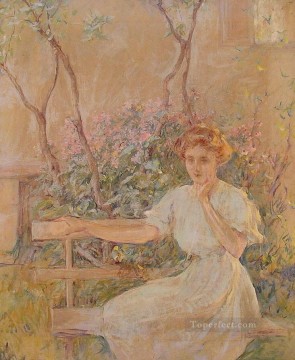  Reid Art Painting - The GardenSeat lady Robert Reid